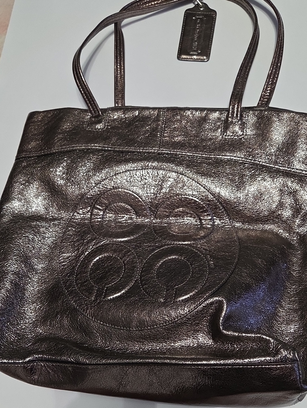 Coach Metallic Bronze Leather Tote